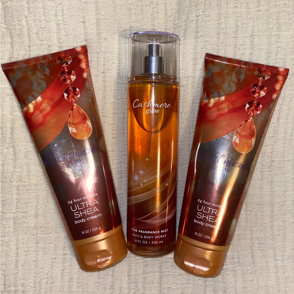 Bath & Body Works Cashmere Glow Bundle. 1 Mist 2 Body Creams.
